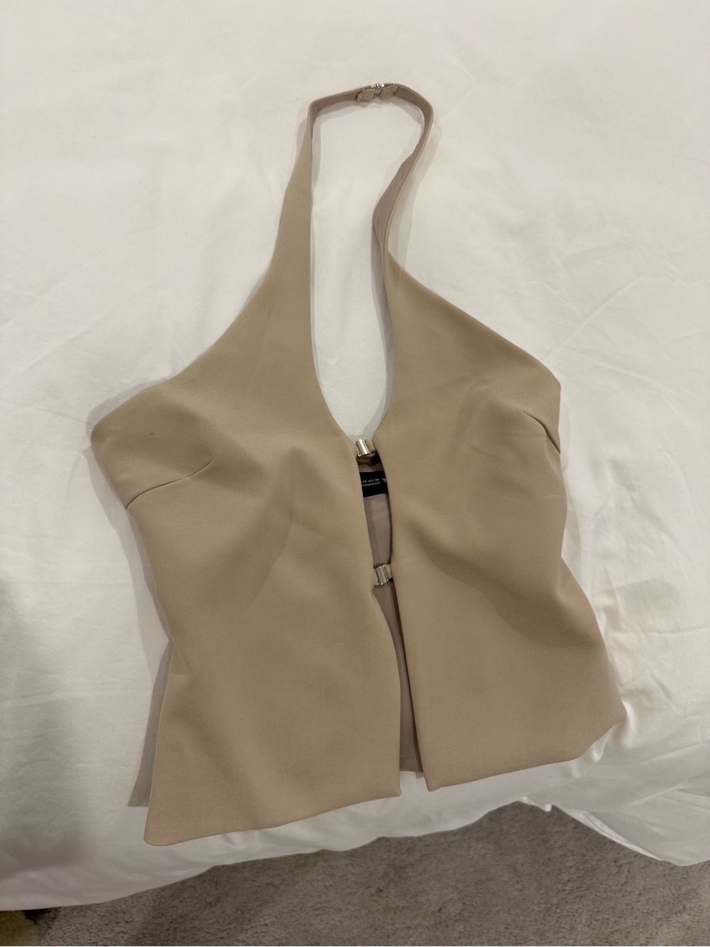 Zara Taupe Halter Neck Top with Front Clasp